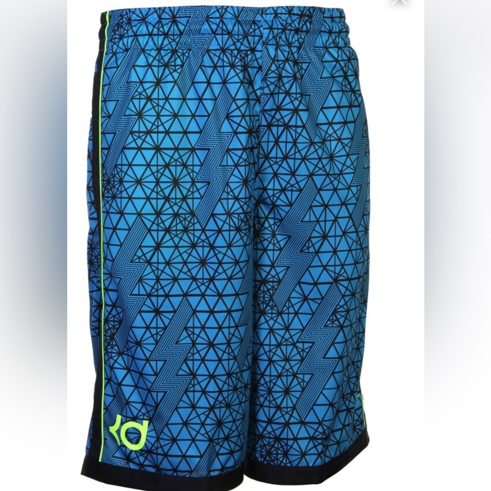 Nike Blue and Black Volt  Patterned Basketball Shorts M